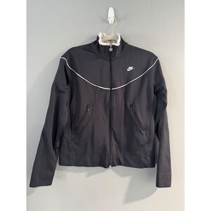 Nike‎ Track Jacket Black White Full Zip Women's Size M Athletic